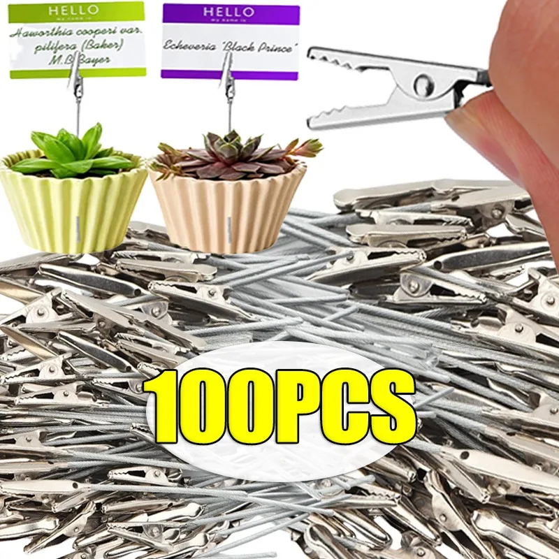 10/100x Niet-geïsoleerde Alligator Clip DIY Notitiekaart Klemmen Metalen Alligator Klem Elektrische Draad Krokodil Clip Foto houder Clips
