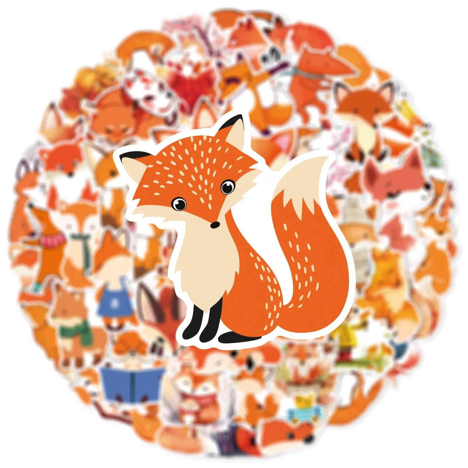 

10/50PCS Cartoon Little Fox Stickers Cute Animal Decoration Decals Toy for Kids Graffiti Notebook Helmet Guitar Sticker Gifts