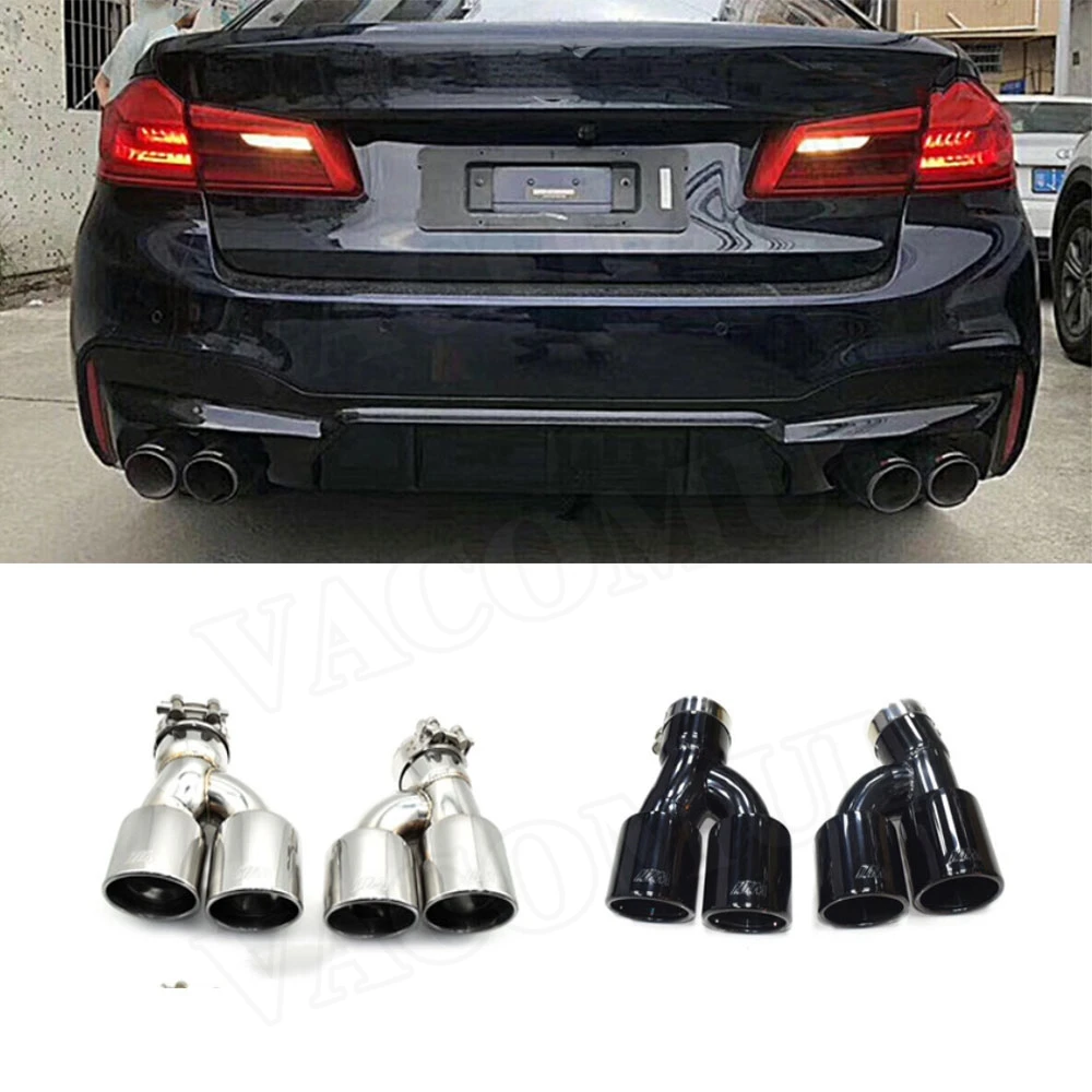 VACOMUL Stainless Steel Rear 4 - Exhaust Muffler Tip End Pipe 2pcs/set for BMW 5 Series G30 G38 M5 2017-2019 Car Styling