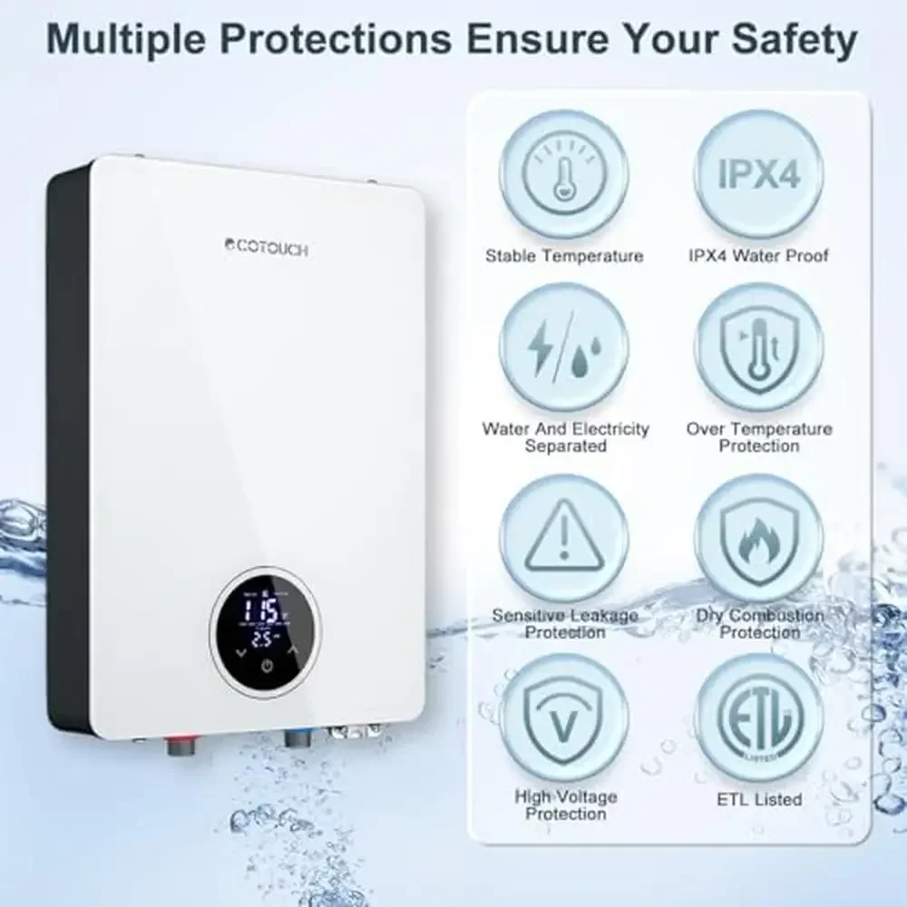 18kW Electric Tankless Water Heater On Demand 240V ETL Listed Under Sink Smart Self-Modulation Instant Hot Water Point of Use