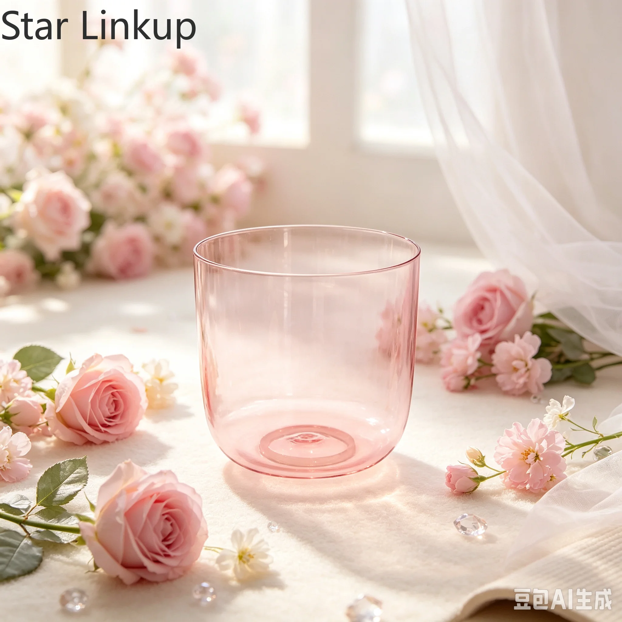 Star Linkup 6 Inch Pink Cosmic Light Alchemy Crystal Singing Bowl Tuned to Standard 432Hz Healing Frequency, Chakra Alignment Clear Sound Resonance Bowl, Ideal Vibrational Instrument for Sound Bath Therapy
