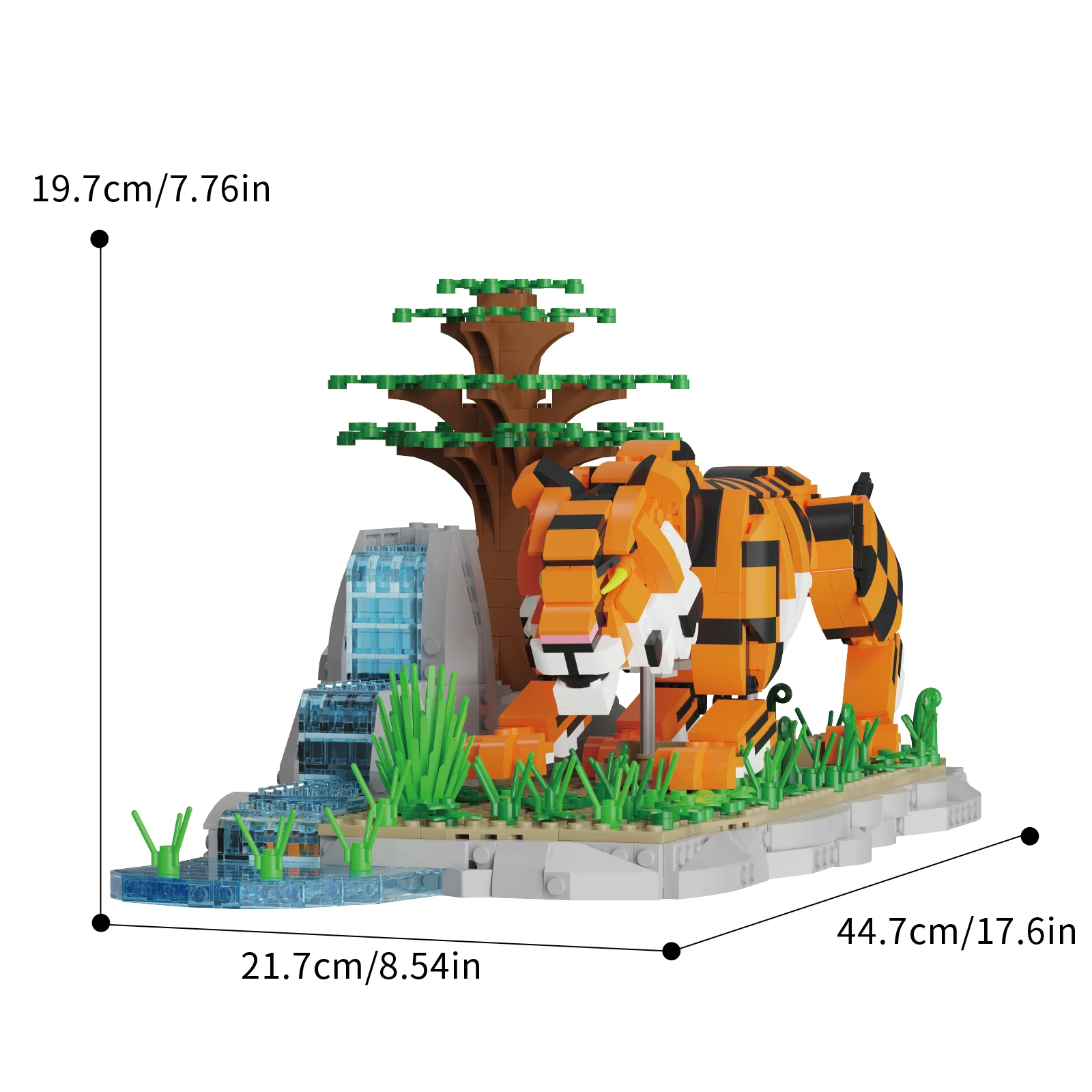 

1303PCS Tiger MOC Building Blocks Small Particle DIY 3D Wildlife Animal Model STEM Educational Toy Kids Birthday Christmas Gift