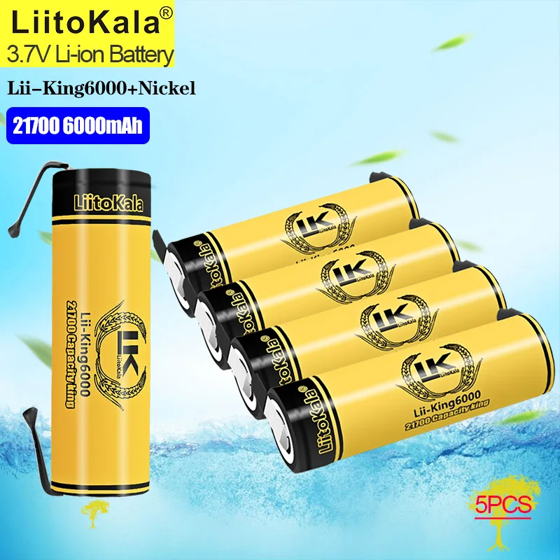 5PCS LiitoKala King6000-N Highest Capacity 21700 6000mAh Battery 3.7V For Consumer Electronics And Home Appliances