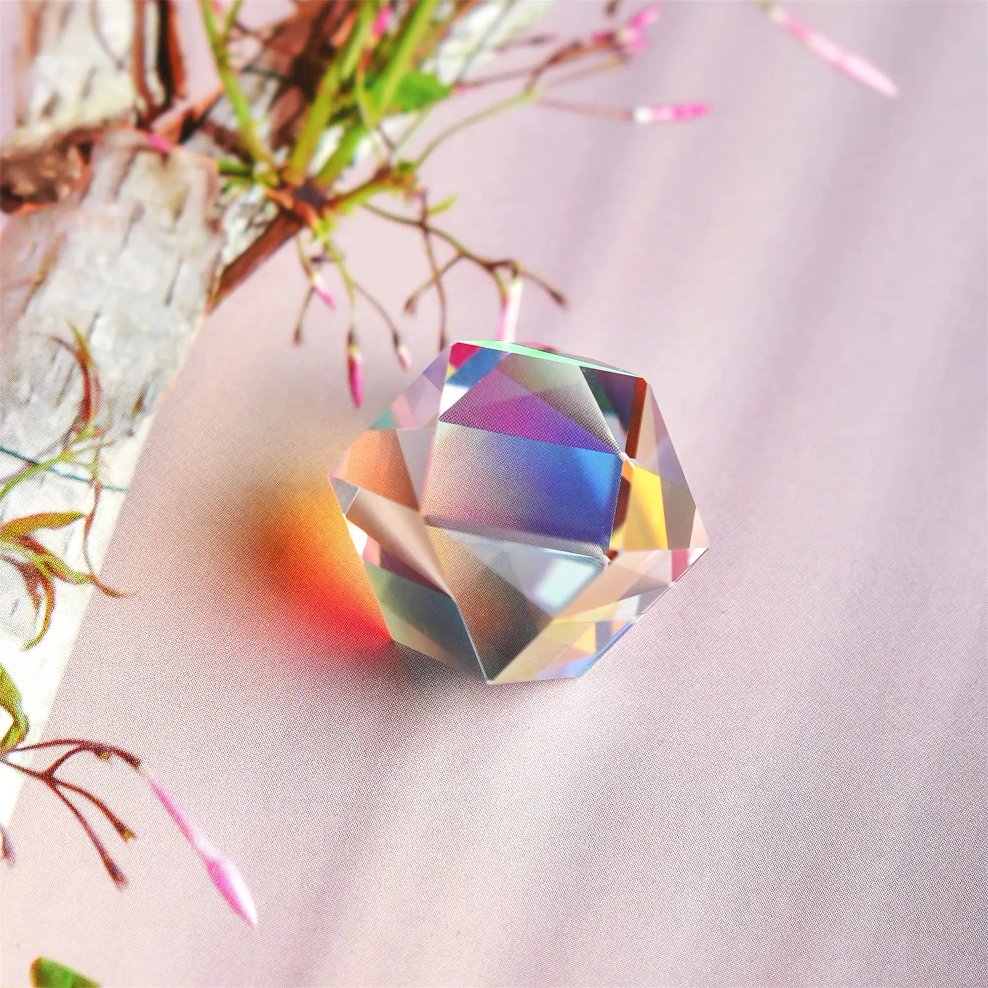 

H&D Color Crystal Faceted Optical Prism Beam Splitter Light Refracting Photography Science Glass Prisms