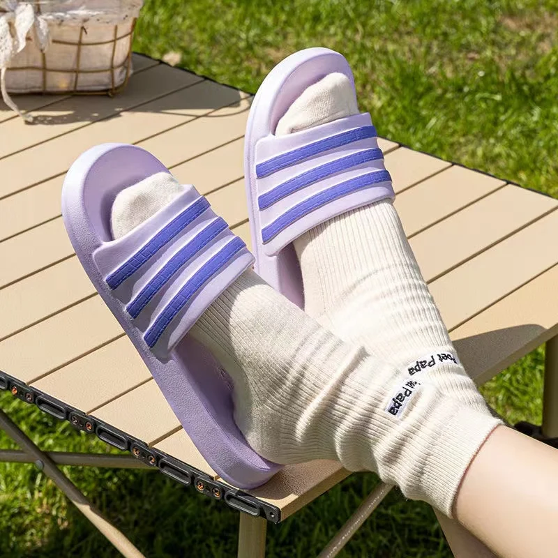 

NEW Slippers Summer New Casual Striped Beach Shoes Indoor Couple Bathroom Men‘s Slippers