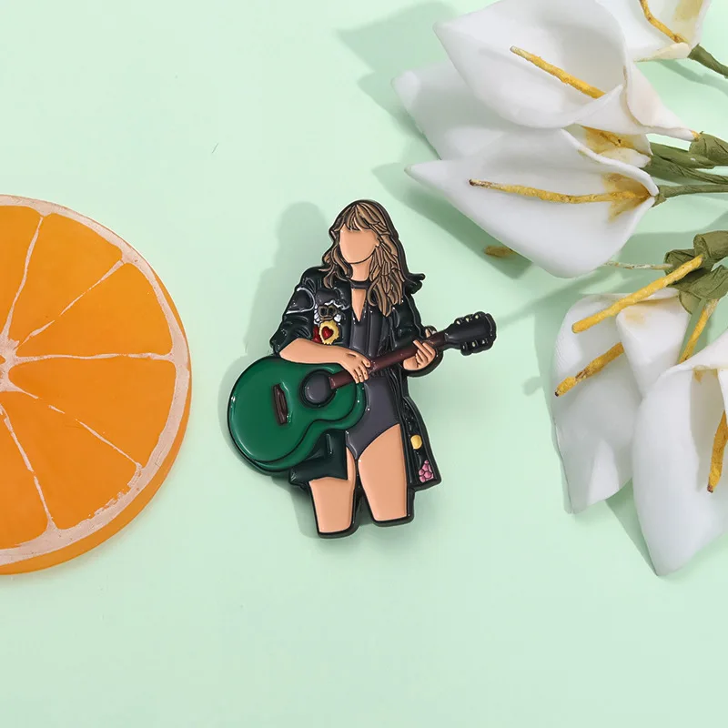 1pcs Creative Personalized Music Element Brooch Singer Taylor Swift Peripheral Guitar Album Shape Badge Clothing Bag Accessories