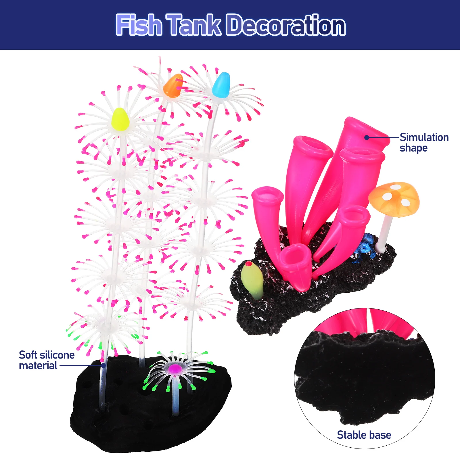 

2 Pcs Artificial Plants Aquarium Fake Landscapes Ornament Fish Tank Accessory Glow Glowing Decoration