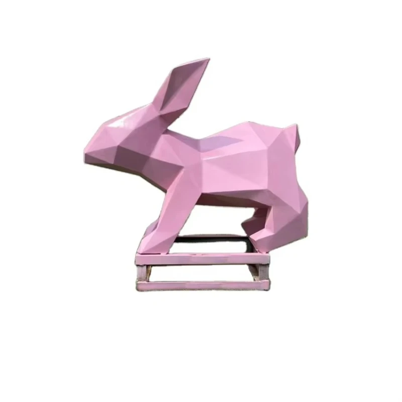

Color geometric rabbit metal crafts stainless steel rabbit sculpture