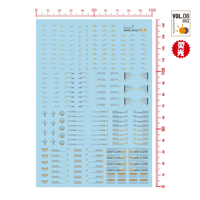 HOBBY MIO VOL8 1/100/144 Scale Model Accessories Symbol Water Sticker Fluorescent Color Decals for Model Tools Hobby DIY