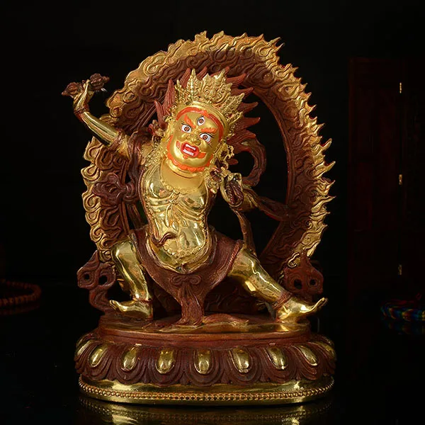 Wholesale Buddha 25CM HOME Talisman efficacious Tibetan Buddhism KAIGUANG Vajrapani gold-plated figure statue