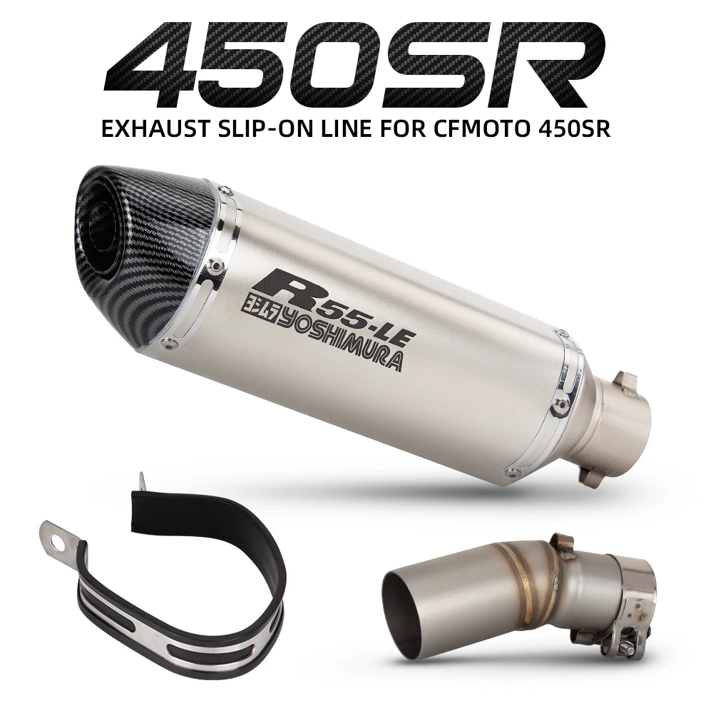 Slip-On For CFMOTO 450SR 450 SR Motorcycle Exhaust System Modify Middle Link Tube with Escape Moto Yoshimura Stainless Muffler