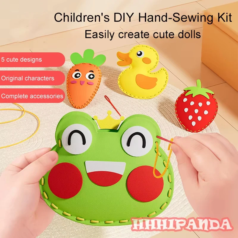 Kids DIY Hand-Sewing Craft Toy – Non-Woven Fabric Creative Ornament Kit With 5 Designs, DIY Doll Decoration Gift