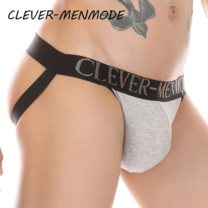 CLEVER-MENMODE Men\'s Sexy Buttocks Thong Raised Bag Backless Underwear G String Crop Top Panty Men Fetishes Sissy Gay Bikini