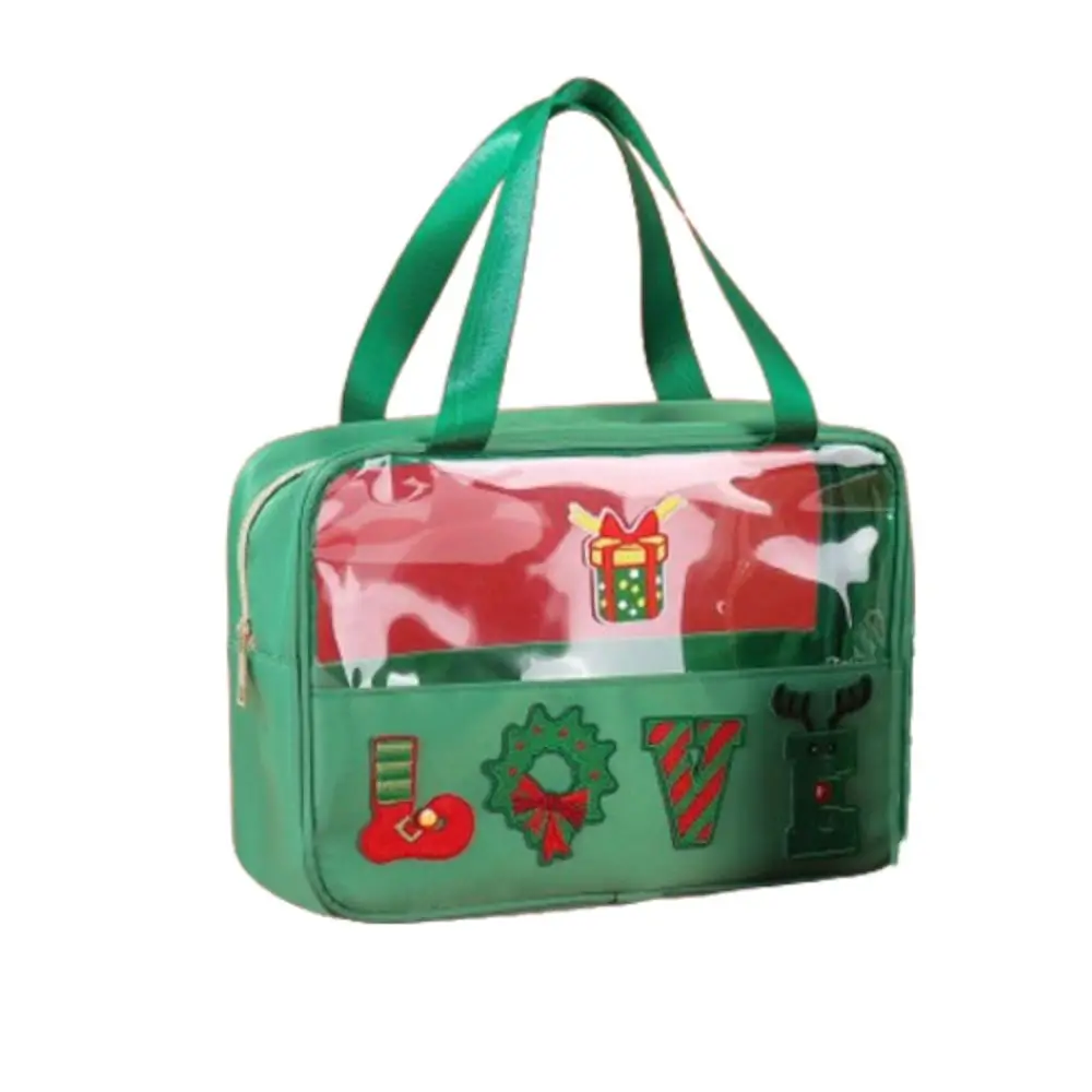 

Creative Christmas Clear Travel Bags Waterproof Cartoon Christmas Toiletry Bags Transparent Portable Cosmetic Zipper Pouch Girls