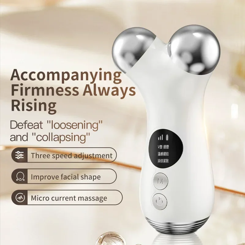 EMS Facial Massager Roller Face Lifting Microcurrent 3 Gears V-Face Roller Massager Skin Rejuvenation Anti-Wrinkle Beauty Device