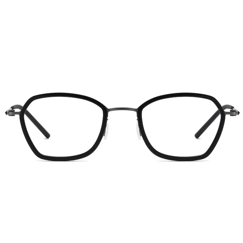 Denmark Series Retro Titanium Alloy Ultra-light Acetate Polygonal Eyeglasses Frame Trendy Slim Leg Small Face Designer Eyewear