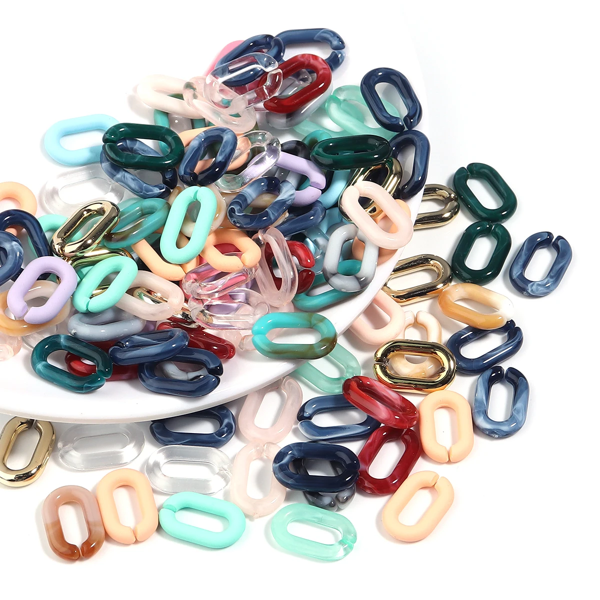 30pcs/lot Acrylic Link Chain Clasp Colorful 9x15mm Open Buckle Beads Connector For DIY Jewelry Making Necklace Bracelet