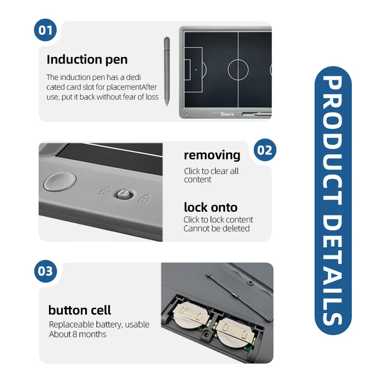 LCD المحمولة 15 بوصة كرة القدم كرة السلة التدريب الإلكترونية التكتيكية مجلس السبورة لوحة الرسم السحرية