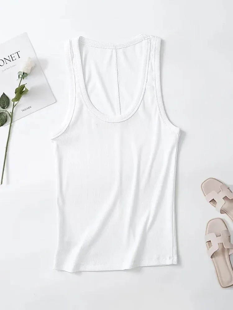2025 Spring/Summer New Product Women's Slim Fit Solid Color Suspended Ribbed Tank Top Spicy Girl Style T-shirt