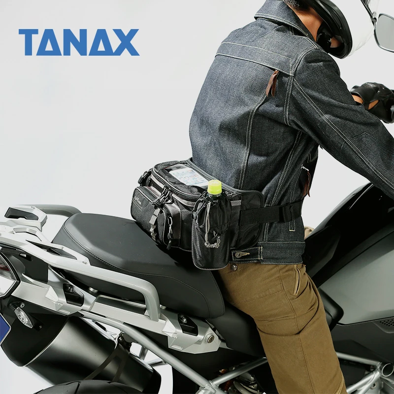 TANAX 6.3L Motorcycle Waist Bag Men Waterproof Rider Fanny Pack Hip Bag Touch Screen Phone Bag MFK-202 Nylon Material