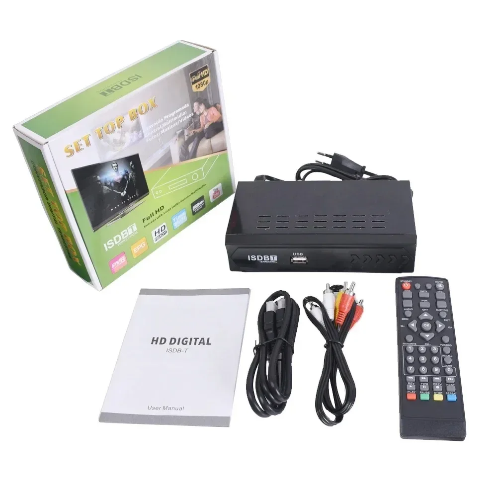 Chili Tdt Tv Tuner 1080P ISDB-T Set Top Box Hd Terrestrische Digitale Tv Decoder Video Broadcasting Tv Ontvanger Met Hdmi Rca Kabel