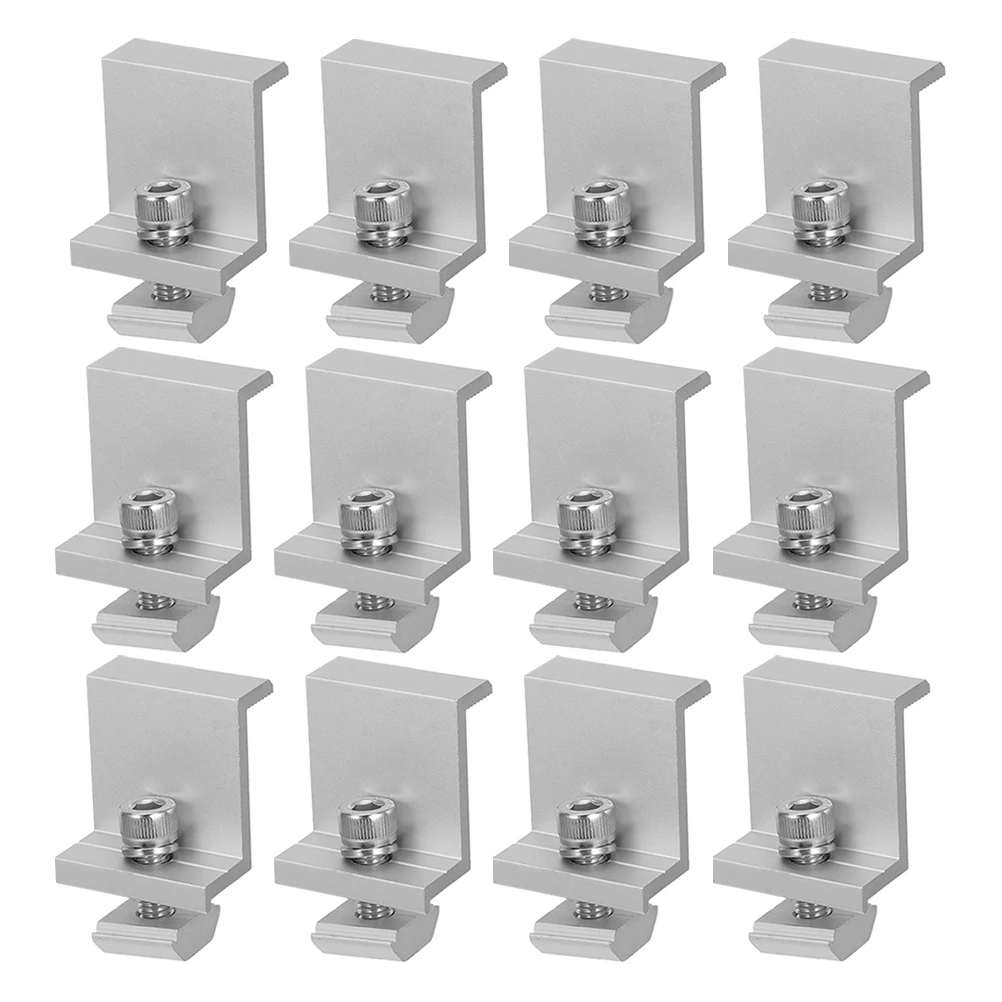 

12PCS Solar Panel Brackets Photovoltaic RV Grounding Clip Aluminum Clamps Mount Accessories Durable Easy Installation PVBracket