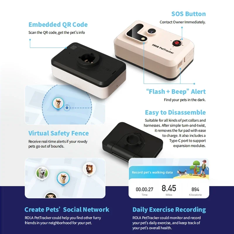 2025 Pet GPS Tracker with Camera 89° Real Time Filming Voice Interact SOS Pet Tracking with APP for Dogs