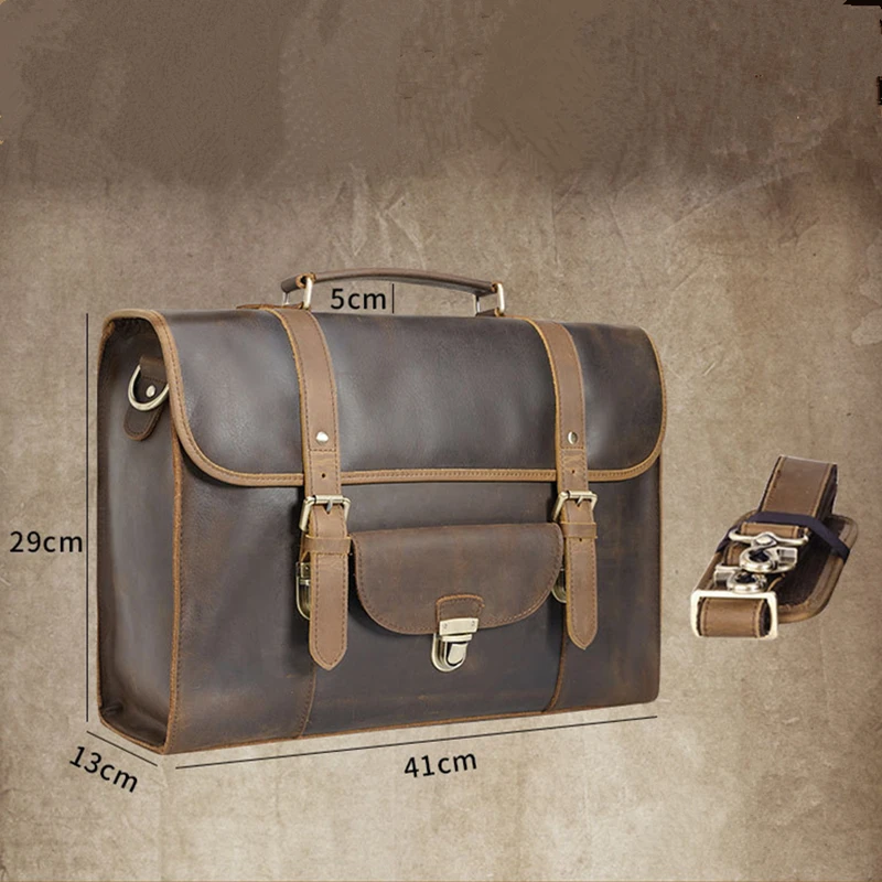 2022 New Genuine Leather Briefcases Men's High Quality Cowhide Business Office Laptop Document Briefcase Large Capacity Hand Bag