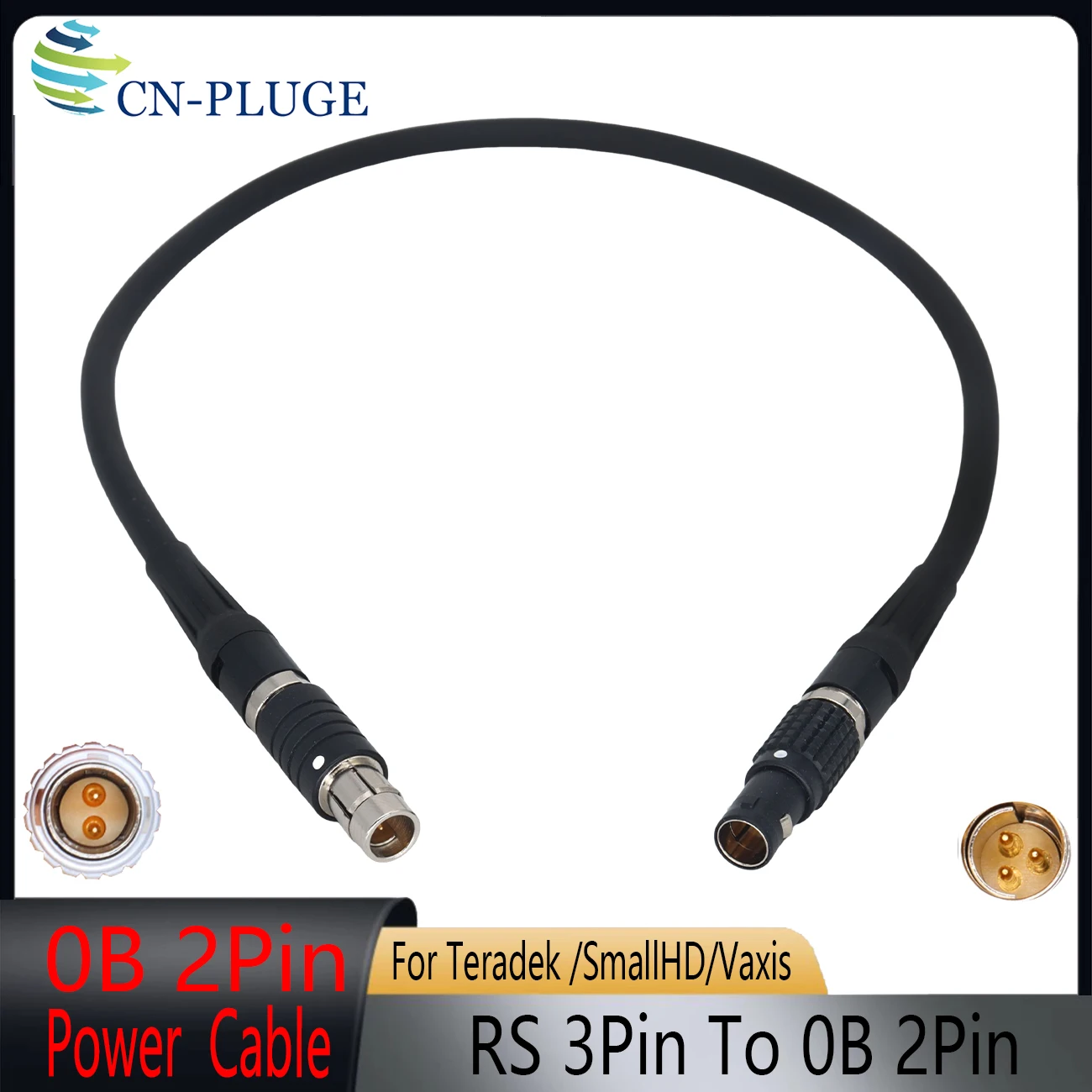 

Black RS 3Pin To 0B 2Pin Power Cable For Teradek/Vaxis/Hellyland Wireless Transmitter/SmallHD 502 702 Monitor