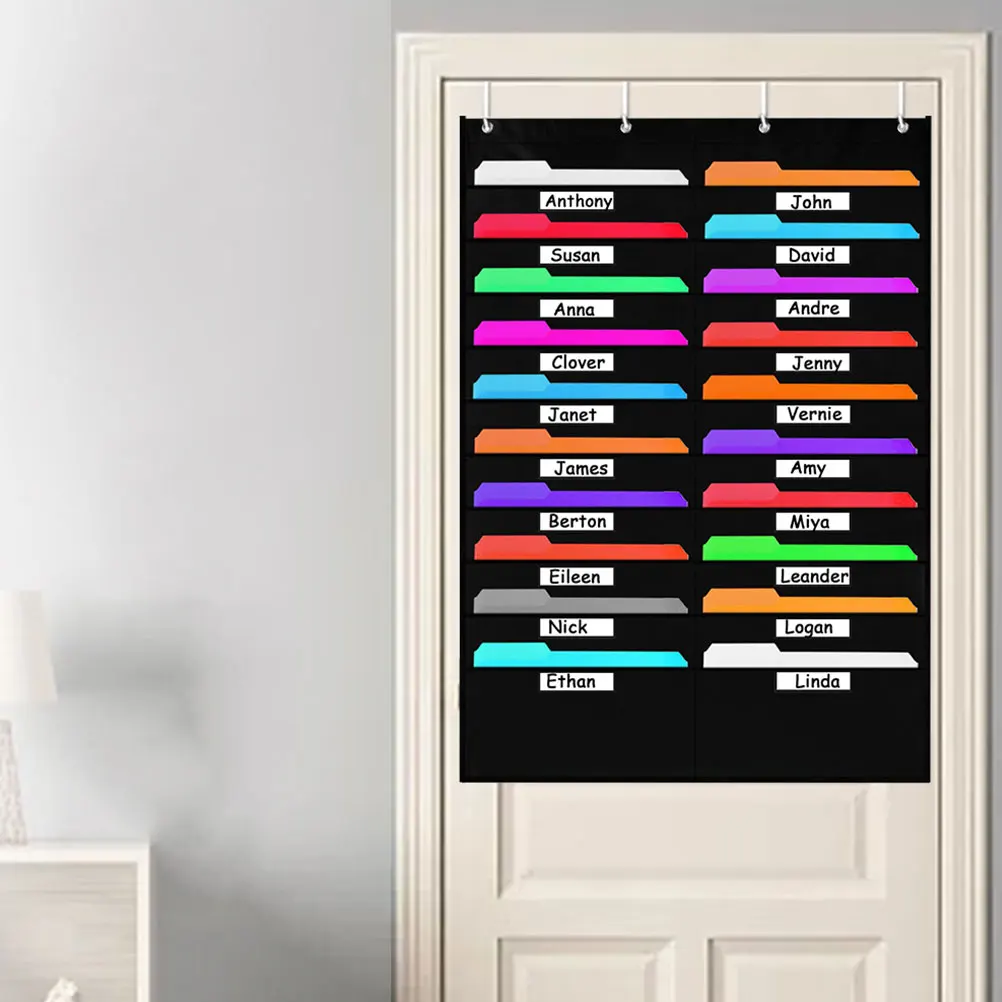 

Mounted File Organizer Chart For Classroom Office Storage Black Large Capacity Over Door Wall Hanging Folder Holder
