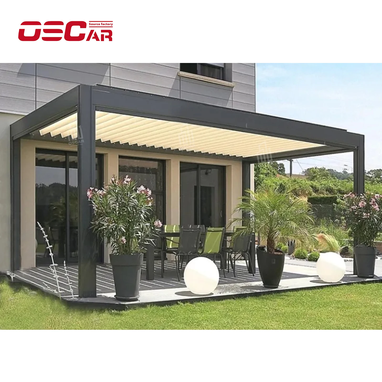 

3x3 3x4 4x4 6x4m Factory Wholesale Modern Outdoor Bioclimatic Garden Aluminium Louvered Pergola With Motorized Screen Jardin Set