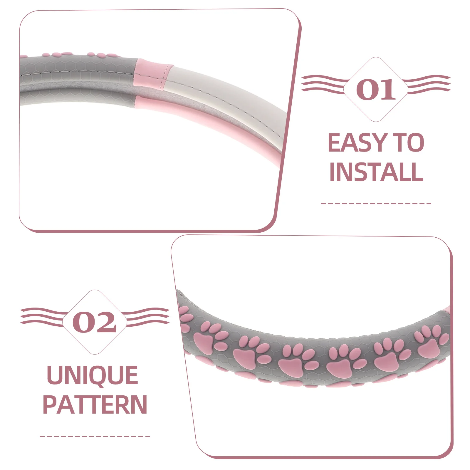 

Imitation Anti-Slip Steering Wheel Cover Soft Comfortable Unique Pattern All-Season Car Accessories for Women Stylish