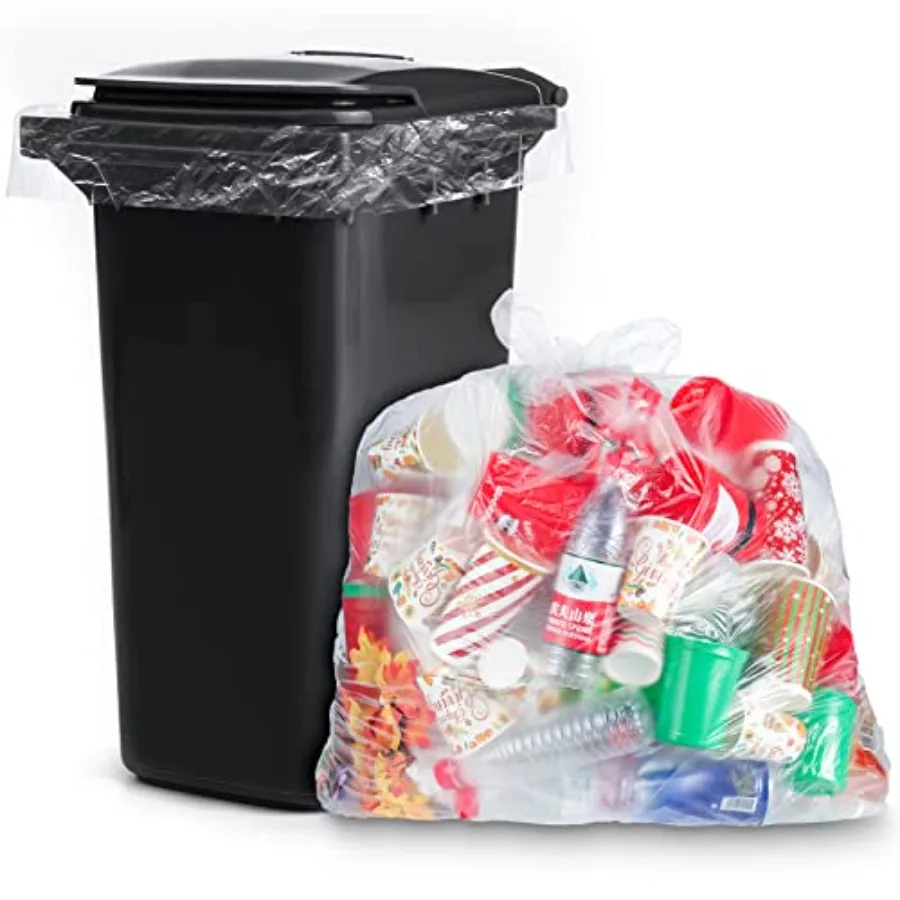 

50 Pack 95-100 Gallon Trash Bags Clear Extra Large Plastic Recycling Heavy Duty Garbage Bags 59" x 71" 1.2 Mil Trash Can Liners