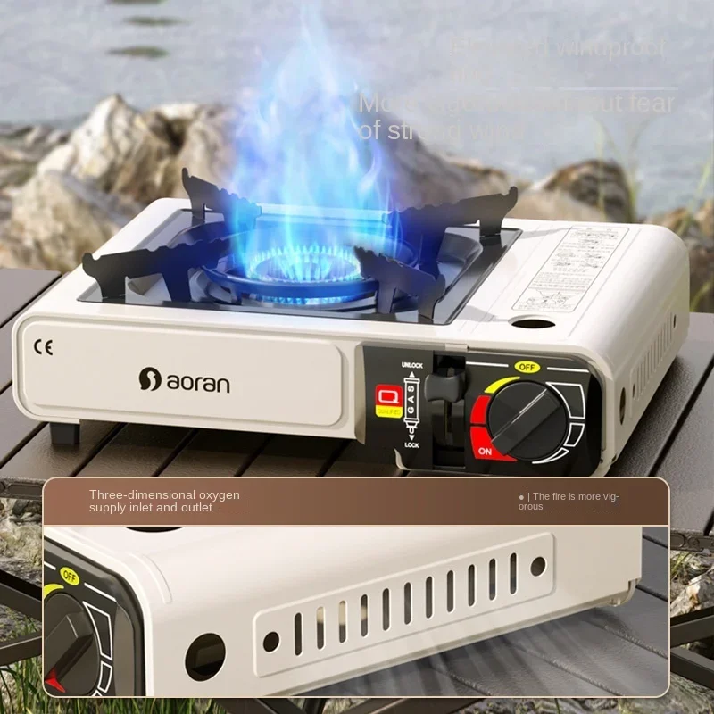 Camping Burner High Thermal Power Portable Barbecue Gas Range Windshield Car Camping Supplies Survival Picnic Accessories