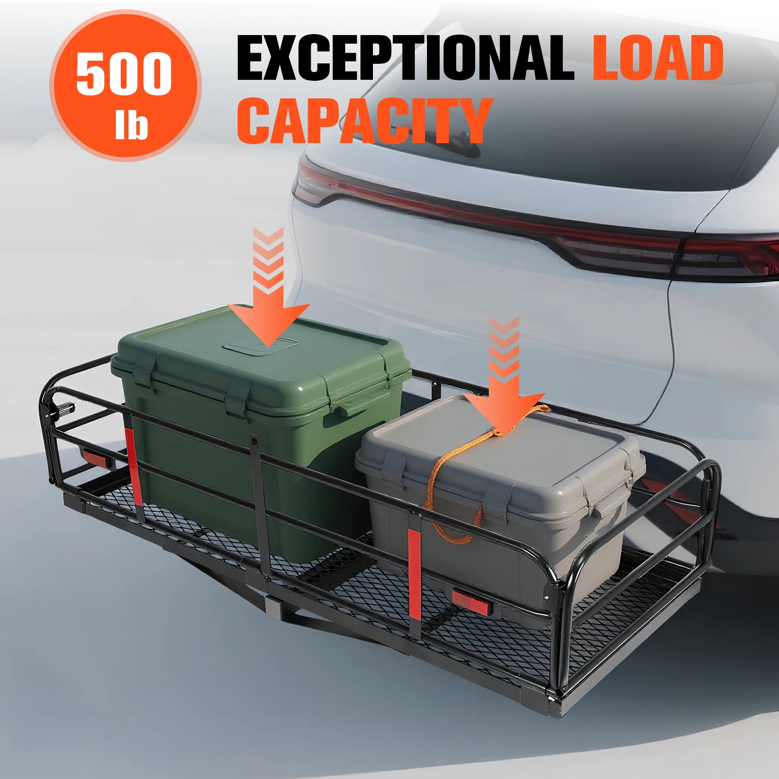 

Custom 500 Pounds Van Pickup Truck Suv Car 2inch Receiver Folding Mount Trailer Basket Hitch Cargo Luggage Rack Carrier