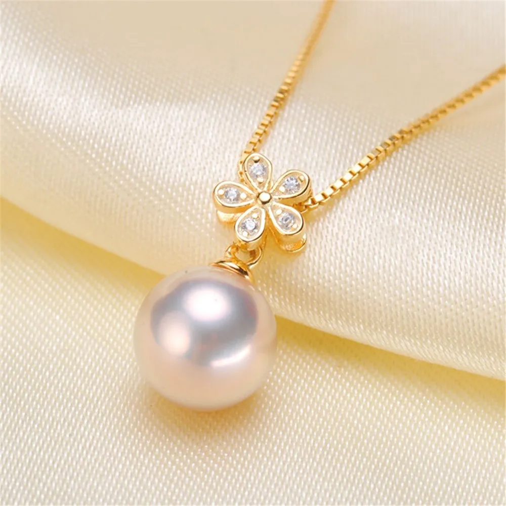 

DIY Accessories S925 Sterling Silver Pearl Pendant Empty Delicate Necklace Pendant Female Can Be Matched Fit 8mm Oval Beads