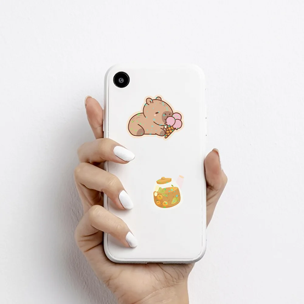 5 قطع/1 مجموعة من ملصقات كابيبارا اللطيفة - شارات حيوانات كرتونية لأجهزة الكمبيوتر المحمول والهاتف وزجاجة المياه وديكورات سجل القصاصات