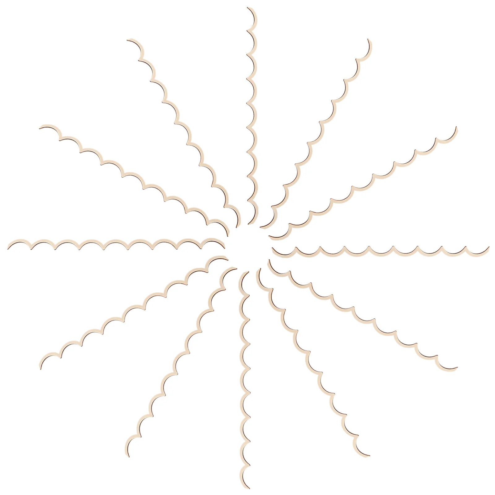 

30pcs Unfinished Wood Border Trim Scalloped Edge Wave Shape Molding Strips For Cabinet Door Frame Wall Shelf Window Diy Crafts