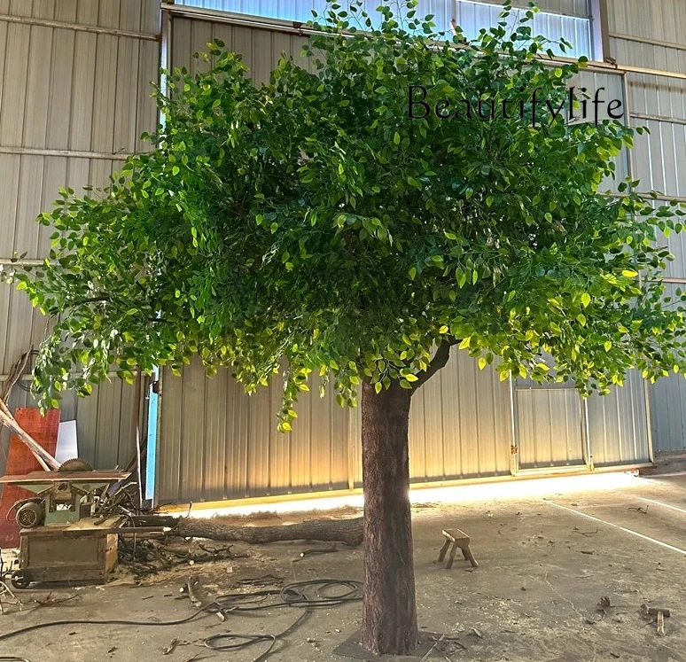 

Simulation banyan tree, large green plant false tree decoration hall interior landscaping floor ornament false tree