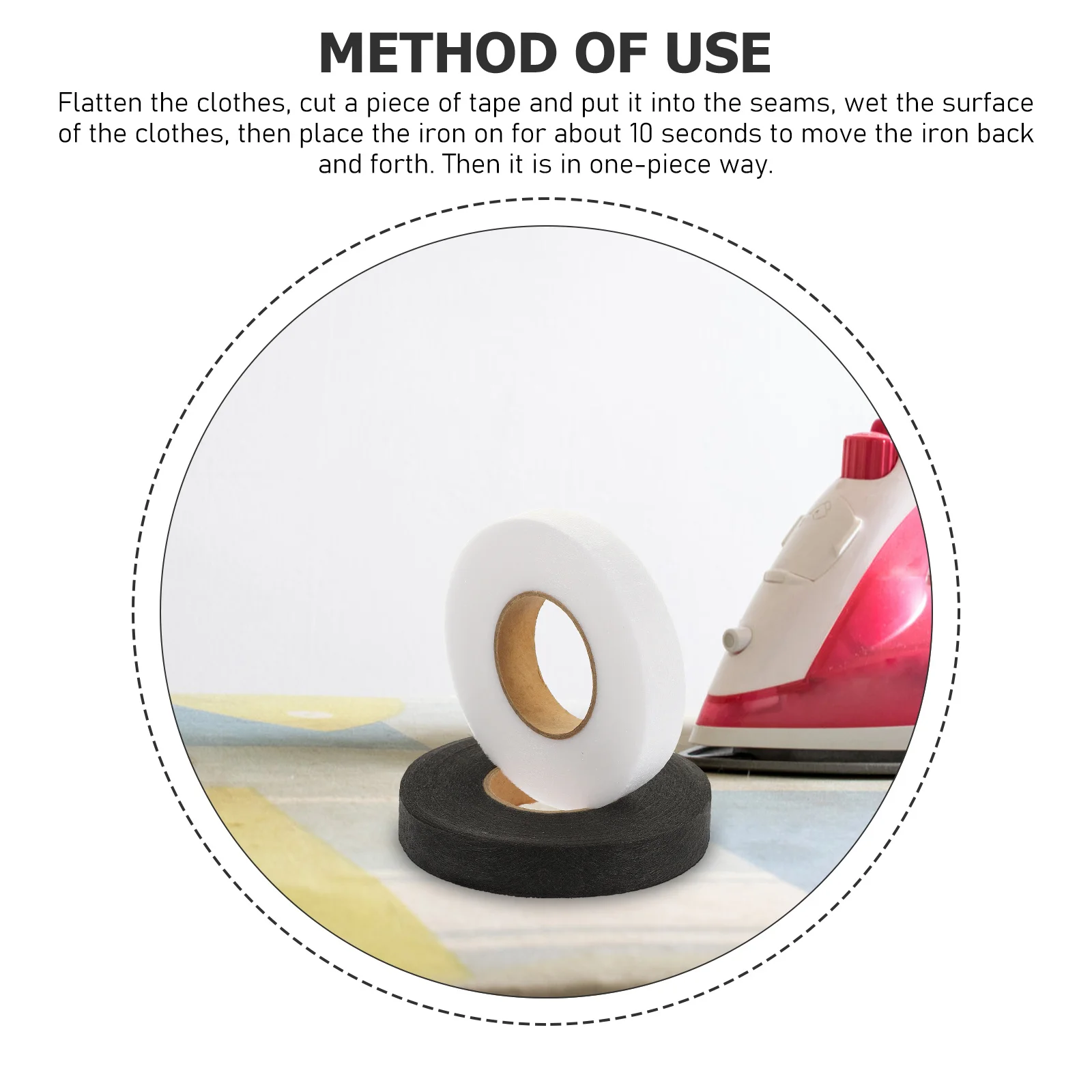 

2 Rolls Double-Sided Fabric Tape Iron-on Adhesive Non-Woven Interlining Hemming Tape for Sewing Fabric Accessories