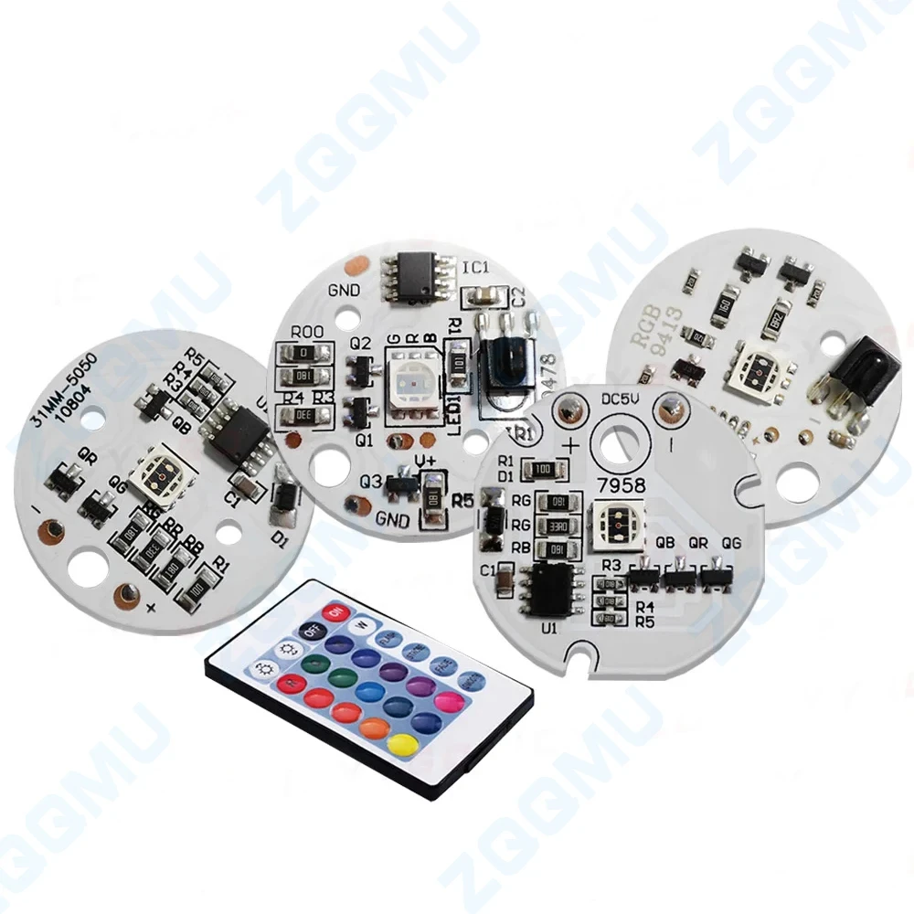 DC5V Low Voltage LED RGB Light Board 16Colors Colorful Gradient Round Lamp Board With Remote Control USB DIY Night Ambient Light