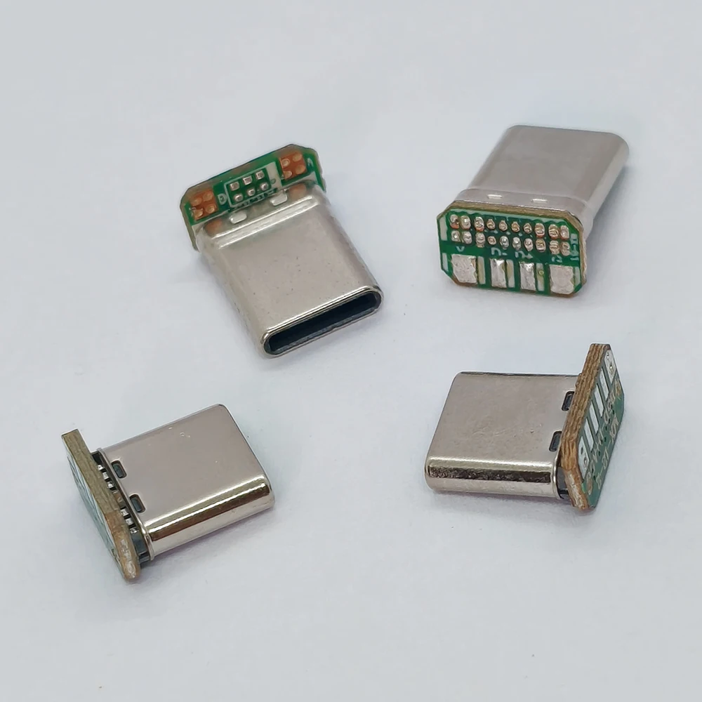 5 Stück USB Typ-C Stecker 16-polig vertikal 9,5mm 11,6mm dehnbarer Stecker mit PCB-Lötpads unterstützt 3/4/5/6-adriges Kabel – Detail 4