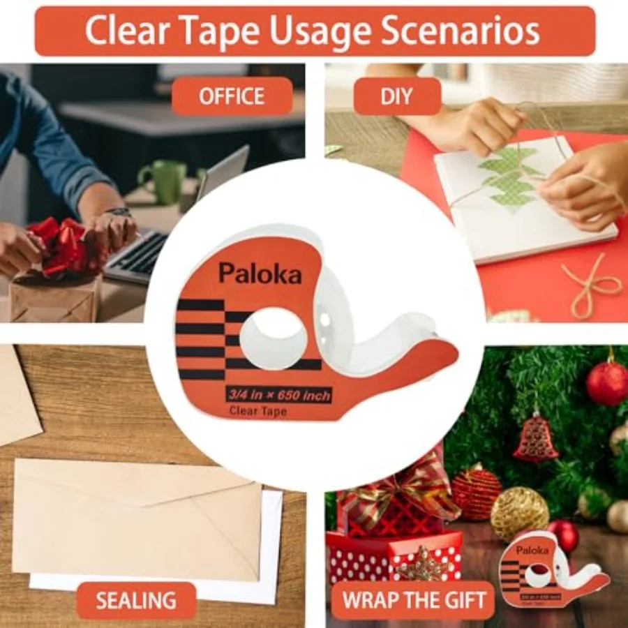 Verscheidenheidspakket Cadeaupapier 12 rollen met dispensers Inclusief onzichtbare tape Dubbelzijdige tape Doorzichtige tape voor inpakpapier