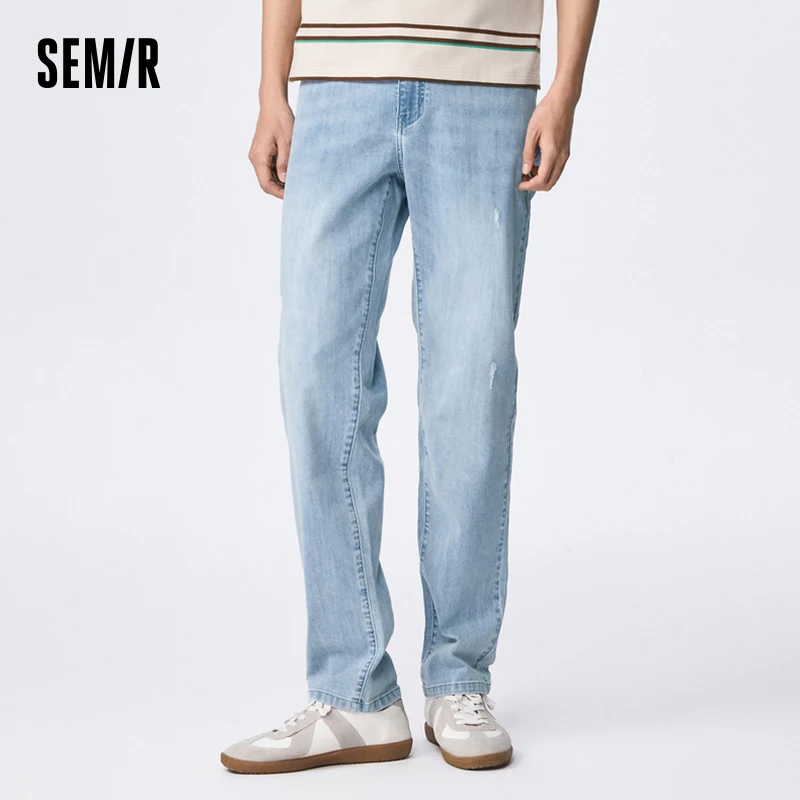 Semir Jeans Men 2023 Summer New Comfortable Casual Commuting Pants Retro Trendy Straight Trousers