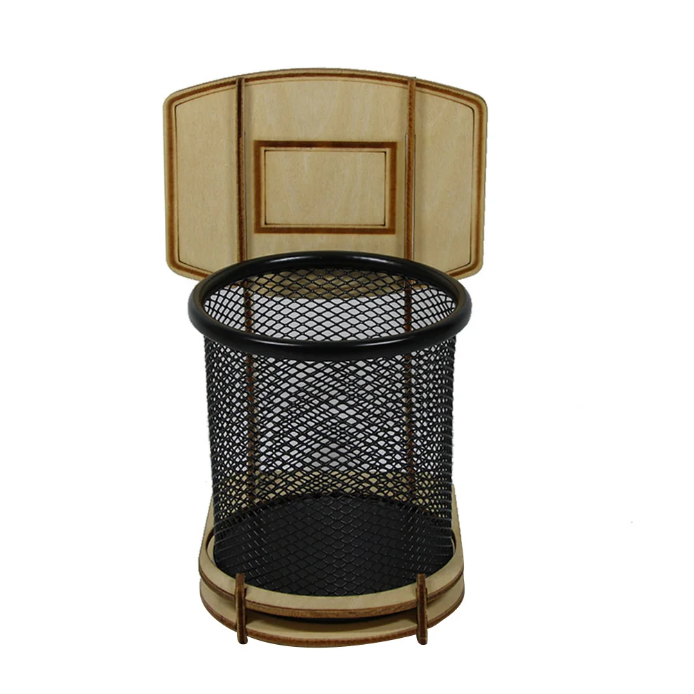 

1Pcs Basketball Stand Pen Holder Wooden Desk Organizer Pencil Box Stationery Supplies Storage Case Creative Pen Holder