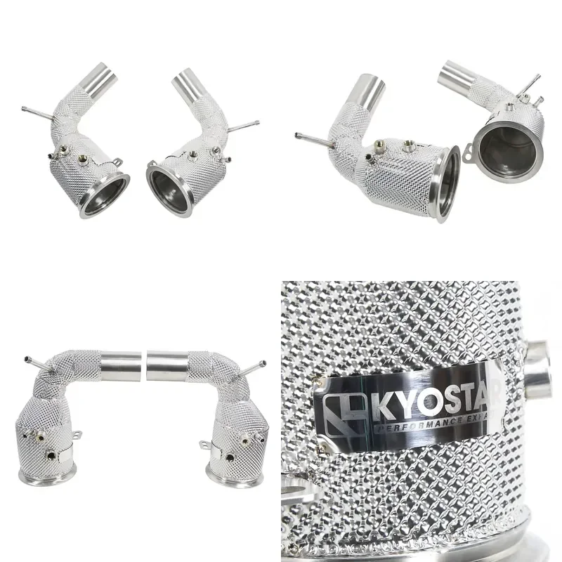 KYOSTAR SS304 Heat Shield Downpipe Test Pipe for 2019+ Porsche 911 991 Carrera Targa 4 S 4S 3.0TT Downpipe Header