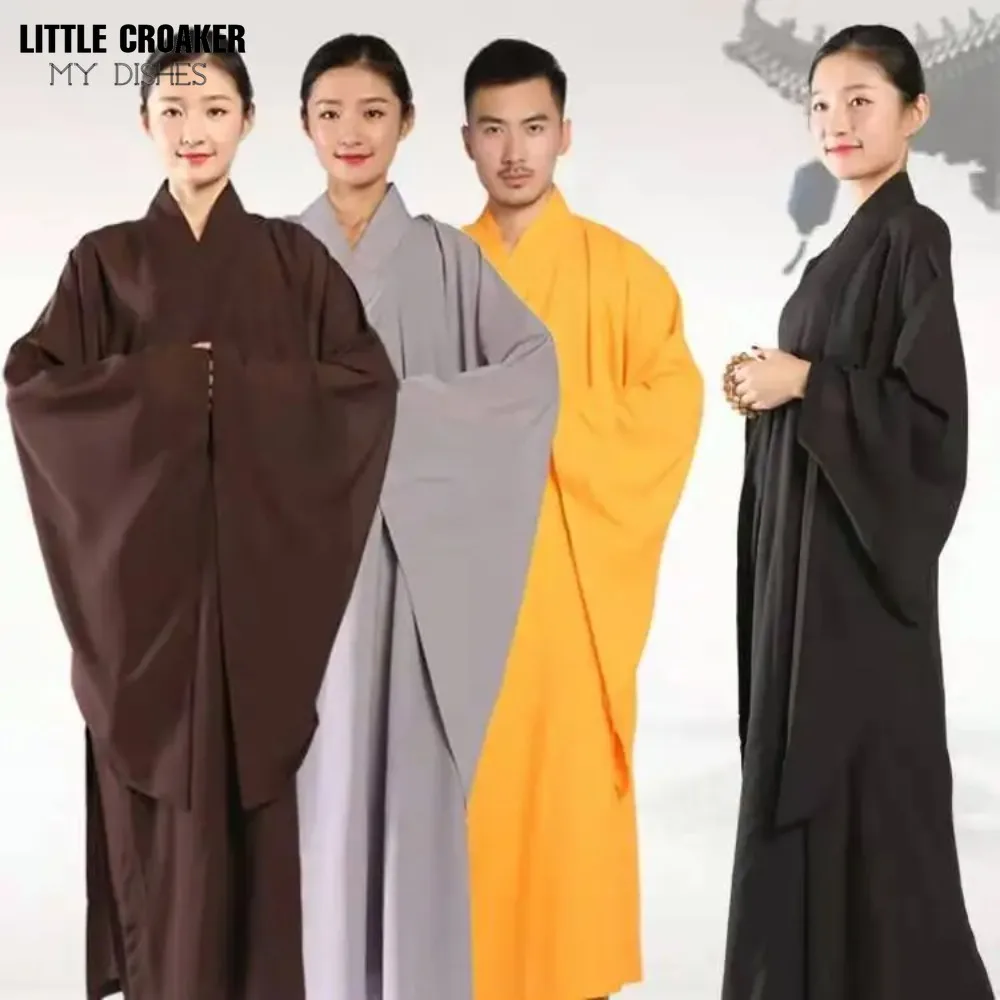 Free Shipping Shaolin Buddhist Monk Robes Suits Chinese Kung Fu Gown Uniforms Unisex Buddhist Monk Robes Clothing