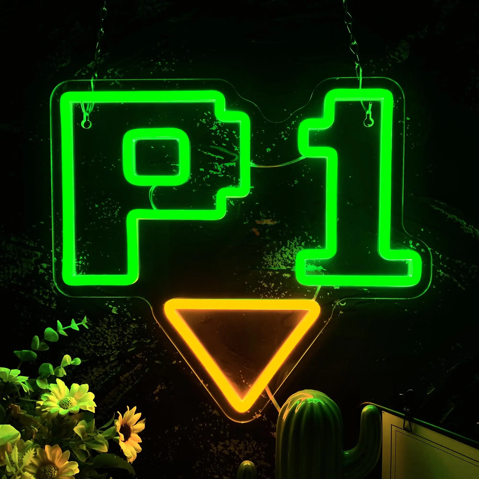P1 neon sign, USB power supply, adjustable brightness, suitable for game rooms, e-sports themed corners, retro decoration spaces