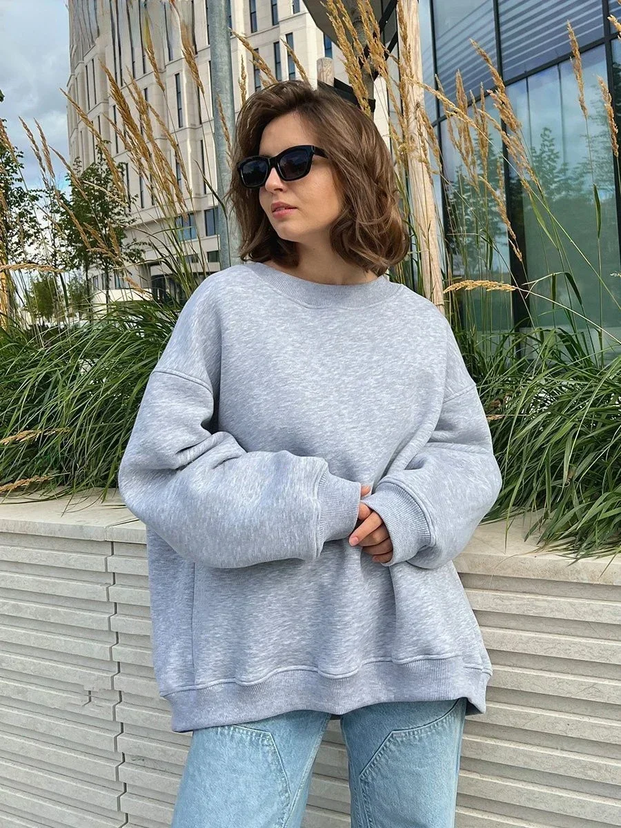 Wolfeel Oversized Hoodies & Sweatshirts for Women Autumn Winter Thick Warm Fleece Sweatshirt Girls Streetwear Loose Pullovers