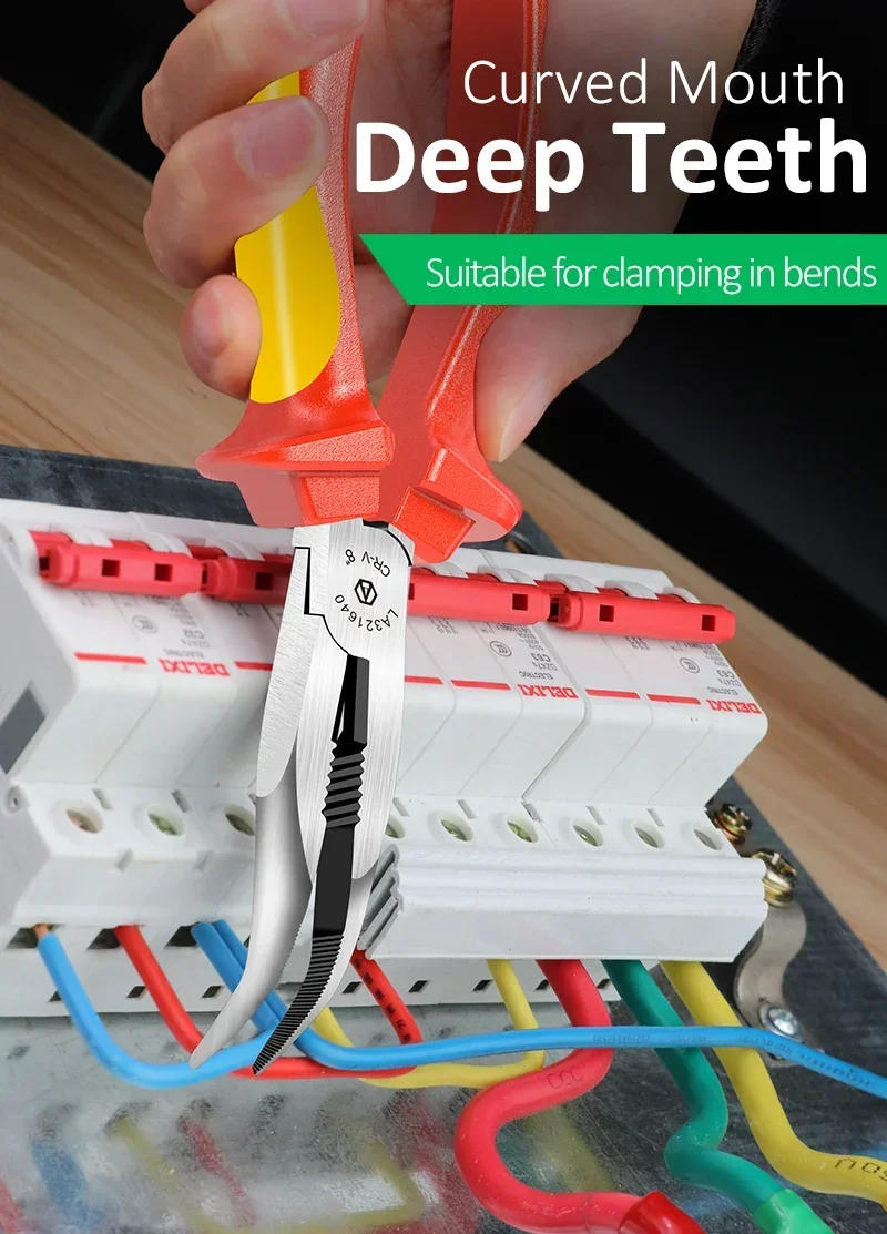 LAOA 8 Zoll/6 Zoll Gebogene Spitzzange Hardware-Zange Gebogene Nase Zange Manuelle Zange Abisolierzange Elektriker DIY Reparatur Handwerkzeuge – Detail 9